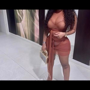 See through brown dress